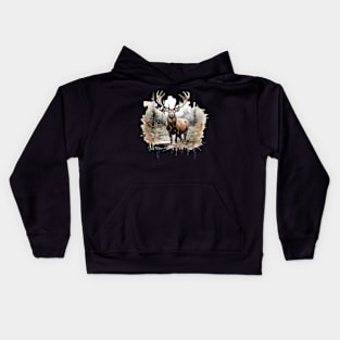 Elk deer nature Scandinavian forest Kids Hoodie